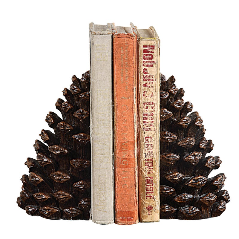 Creative Co-Op Pinecone Shaped Resin Bookends (Set of 2 Pieces) - Image 3